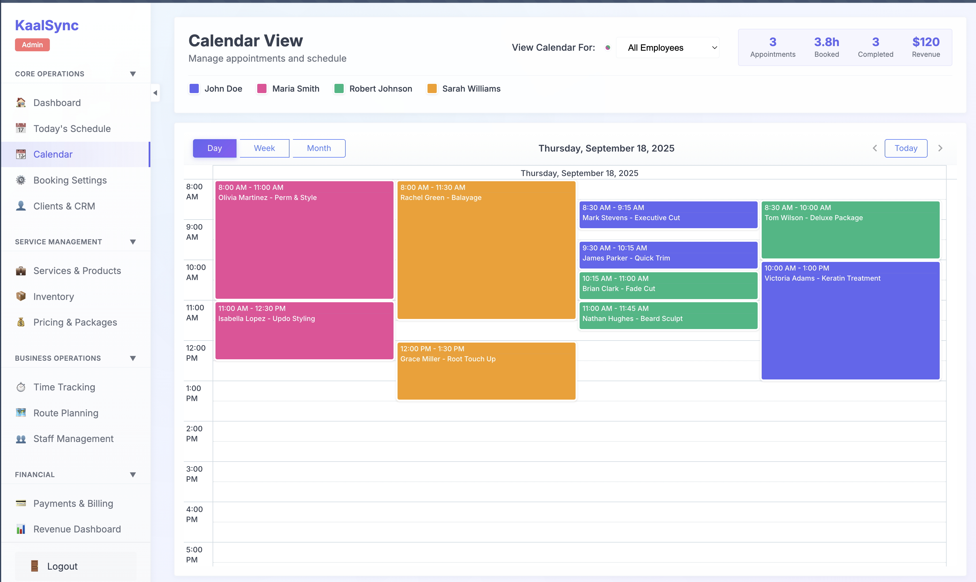 Smart Scheduling - Online booking, recurring appointments, multi-staff scheduling, conflict detection, calendar sync.